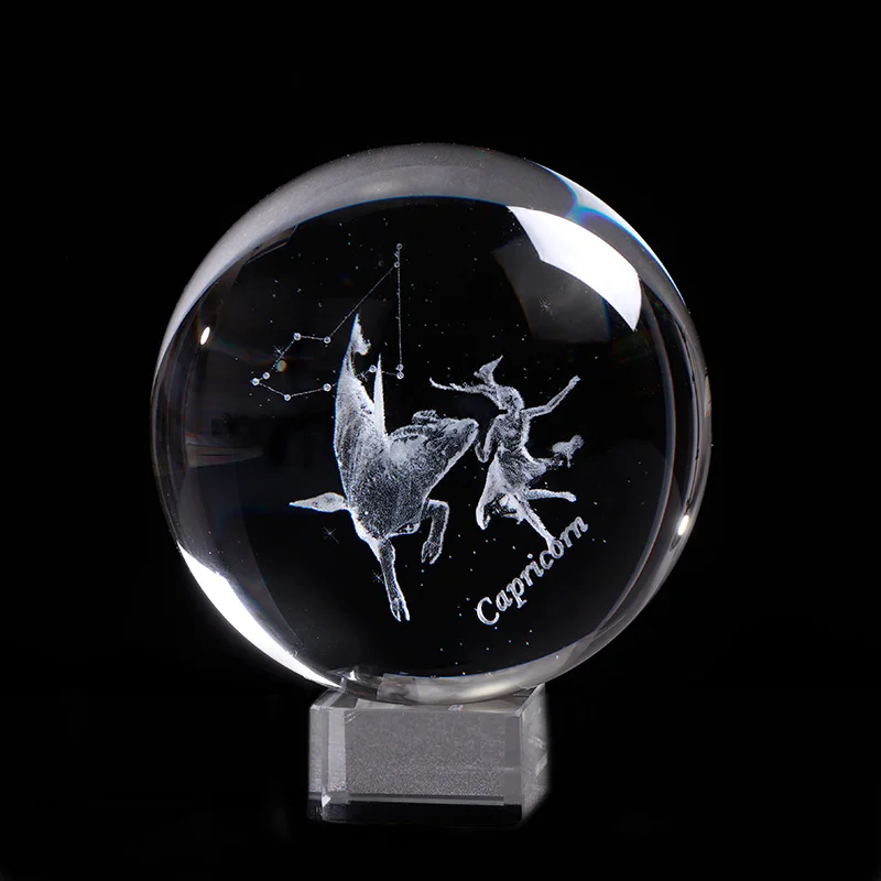 ball with crystal ba 3D лазерная гравировка зодиака Capricornus созвездия шары K9 кристалл волшебный Глобус гостиная декоративная Сфера - Цвет: ball with crystal ba