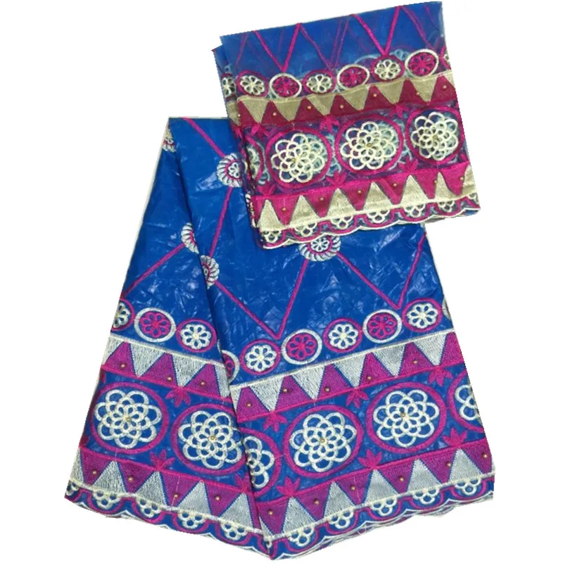 Bazin riche fabric in the African embroidery basin getzner lace with two yards of French chiffon ly-236 | Дом и сад