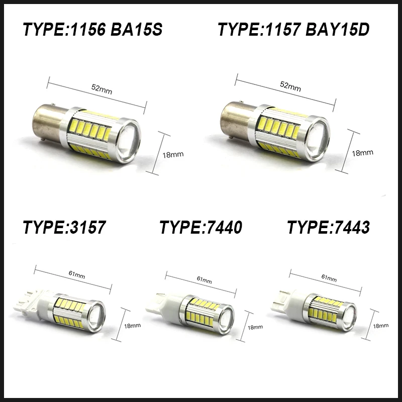 1 шт. 1156 1157 7443 7440 3157 33 SMD 5630 Светодиодные Автомобильные фары 21/5 Вт DRL вождения