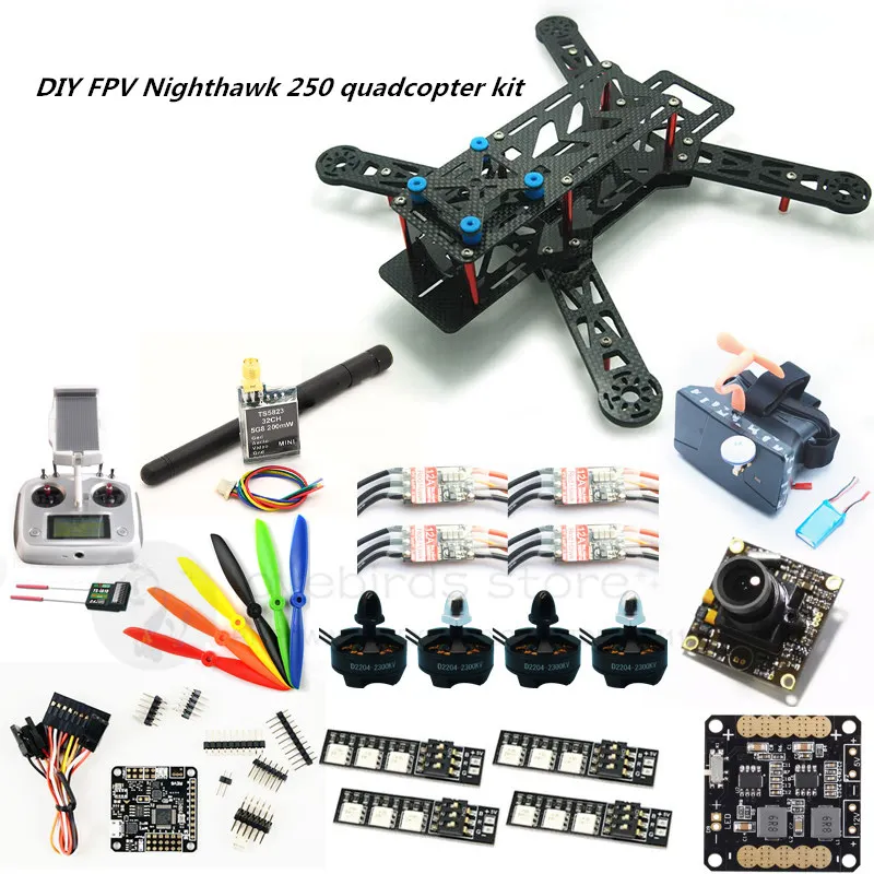 DIY FPV mini drone Nighthawk 250 quadcopter kit D2204 + BL20A ESC NAZE32 10DOF 700TVL камера Видео очки FS I6S|nighthawk