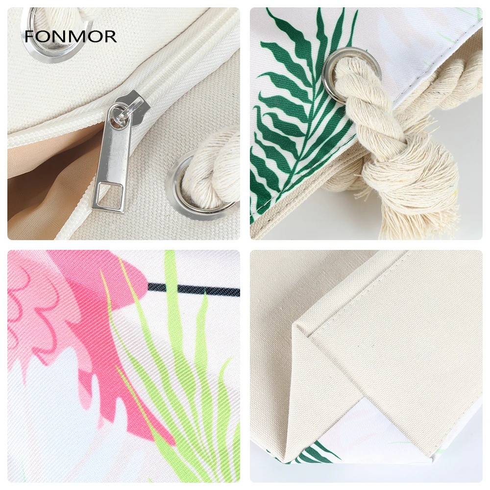 Горячая Распродажа Повседневная сумка с принтом фламинго женские холщовые