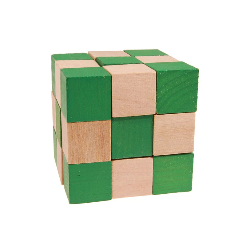 

3x3x3 Wooden Magic Snake Shape Toys Game Twist Cube Puzzle Toys Gift For Kids Green