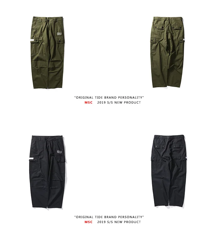 

Chic Brand Multi-pocket Cargo Pants Men Loose Straight 2019 Spring New Pants Men's Japanese Trend Ankle-length Pants