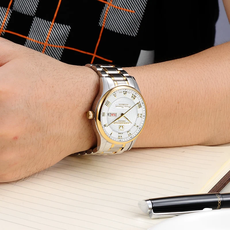 Часы мужские из нержавеющей стали водонепроницаемые автоматические|relogio