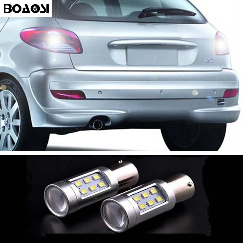 BOAOSI 2x Canbus P21W BA15s 1156 светодиодный резервная копия светильник лампа для peugeot 307 206 2008