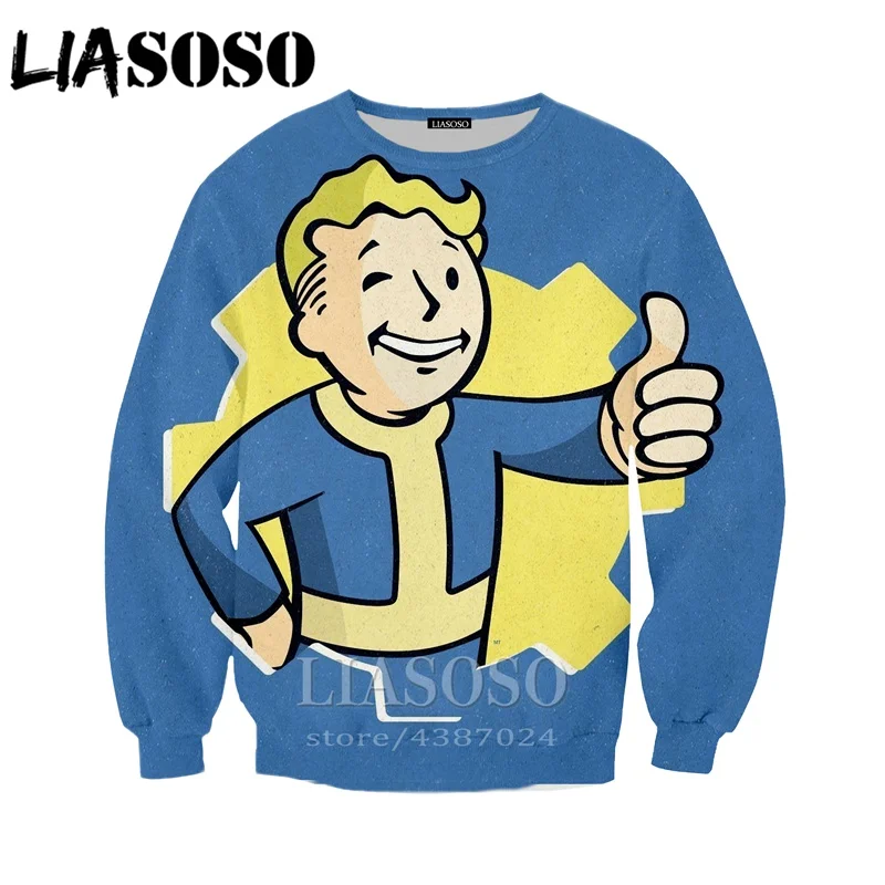 LIASOSO повседневные женские и мужские толстовки принт 3d игра Fallout 4 Толстовка Смешные зимняя куртка повседневная верхняя одежда Harajuku D448