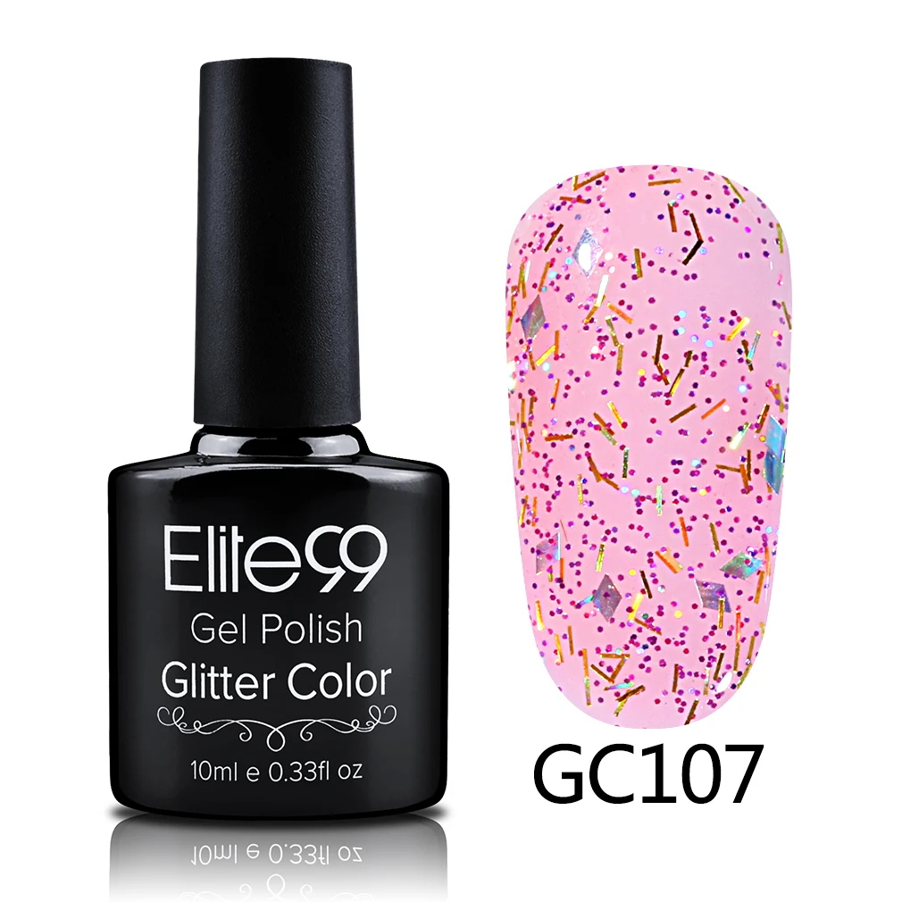 S-GC107 Elite99 10 мл Soak Off блёстки Блеск УФ гель лак Diamond для ногтей гель для ногтей с блестками красота направление Atr - Цвет: S-GC107