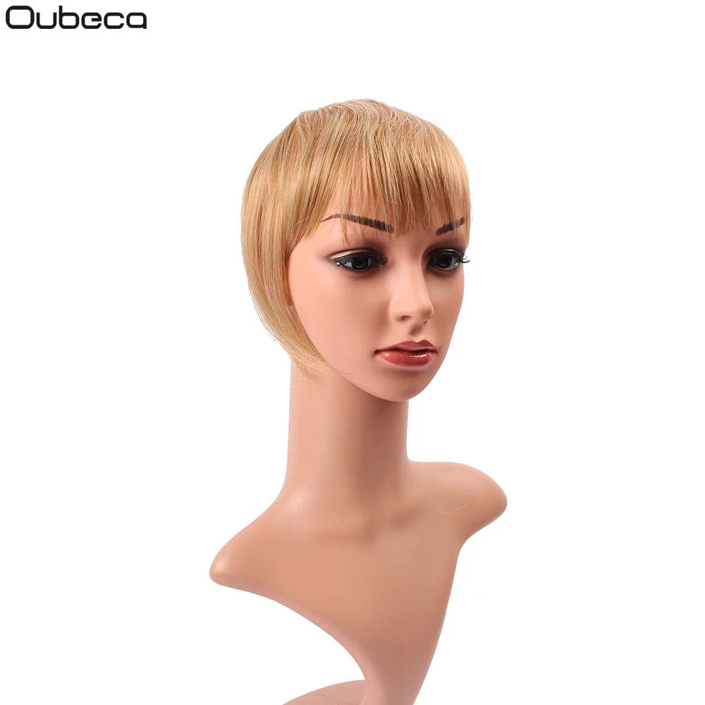 Oubeca, заколка из синтетического волокна, тупые волосы, челка, топ для наращивания, прямые, аккуратные челки, искусственные волосы, бахрома с флисом, шиньон