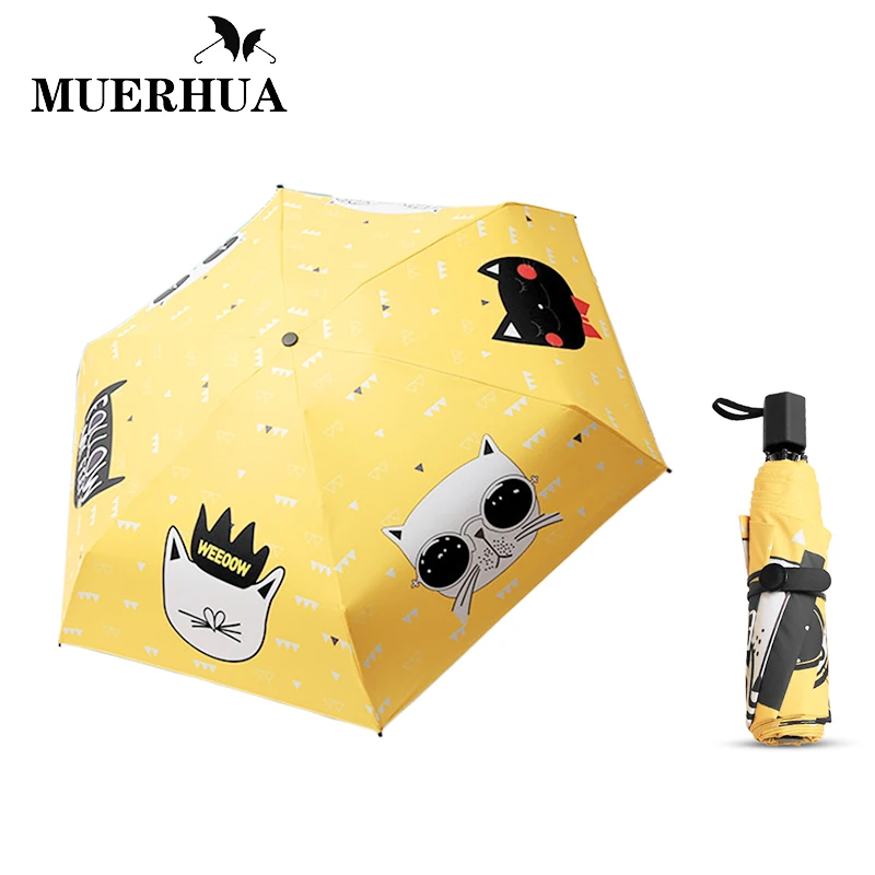 MUERHUA женский модный оригинальный мультяшный мини зонтик с рисунком кота анти УФ