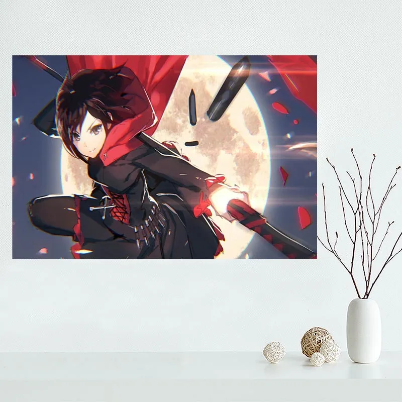 Новое поступление на заказ RWBY холст картина плакат Домашняя Декоративная скатерть шелковая ткань настенное Искусство Плакат для гостиной - Цвет: Лиловый