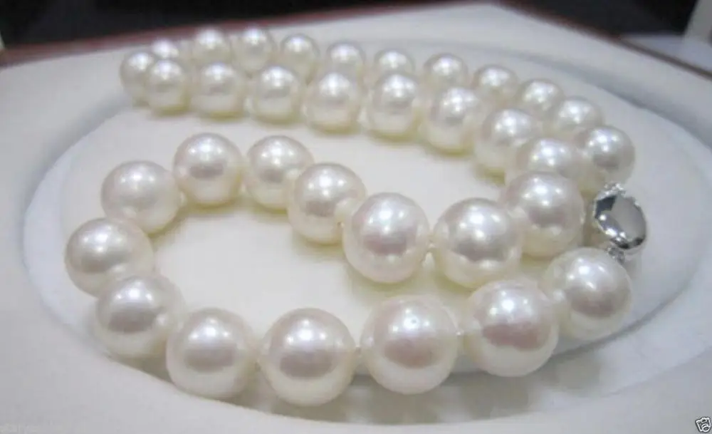

free shipping 10-11mm Natural White SOUTH SEA Pearls Necklace 18"