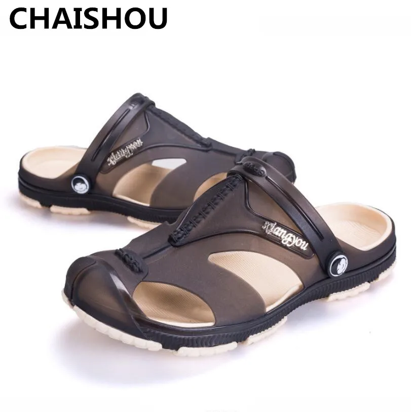 CHAISHOU/Новинка мужские летние пляжные шлепанцы с отверстиями дышащая мужская