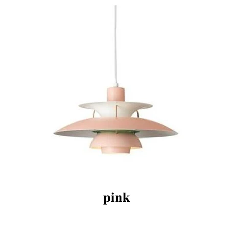 pink Скандинавские светодиодные люстры, освещение для столовой, разноцветная металлическая светодиодная подвесная люстра, Светильники для гостиной, подвесные светильники - Цвет абажура: pink