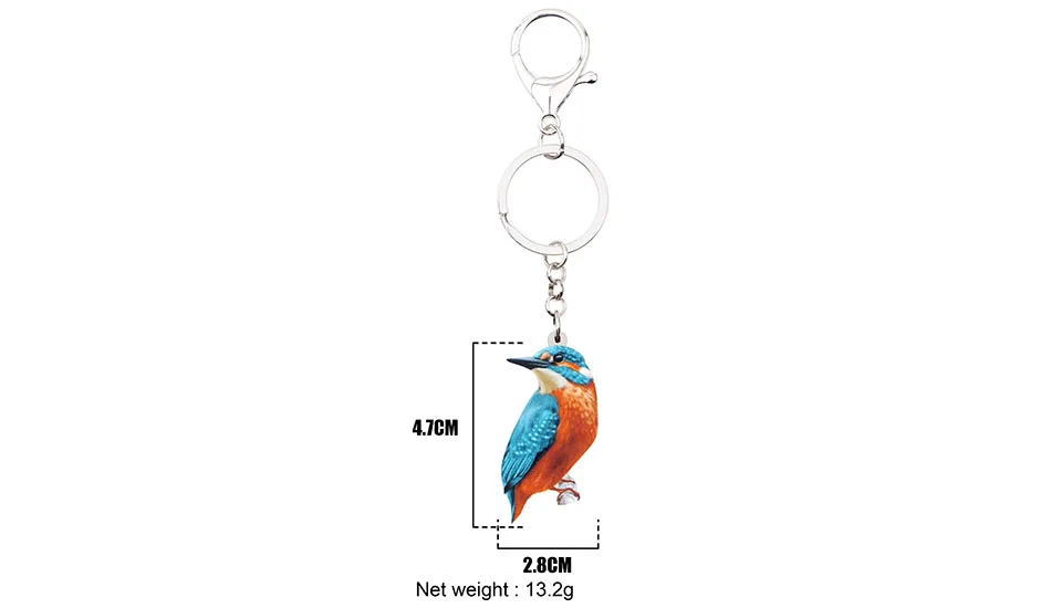 WEVENI акриловые Alcedo Atthis Kingfisher Bird Key брелоки цепочки держатель Модные животные подарок ювелирные изделия для женщин девочек Сумка Подвески