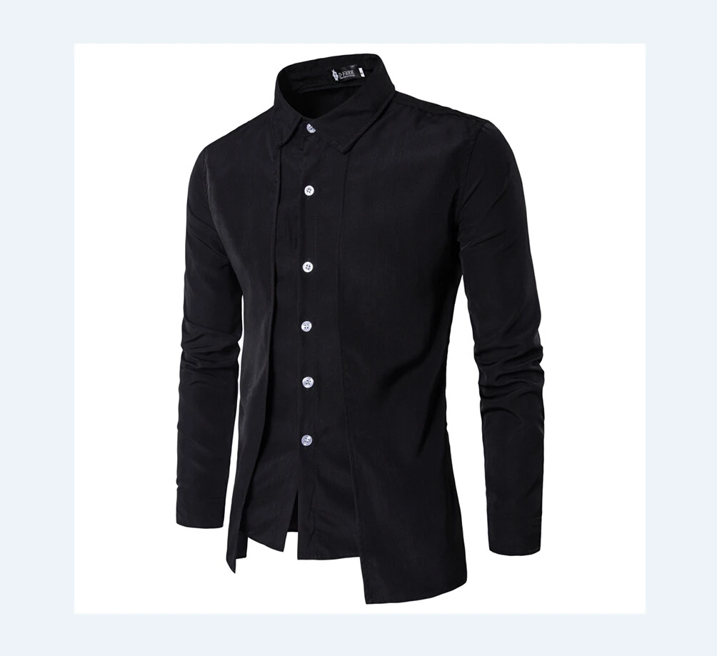 Thefound Горячее предложение мужские рубашки с длинным рукавом Slim Fit однотонные Urban