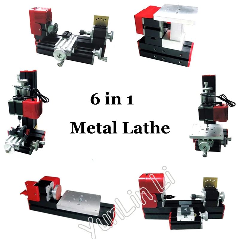

All Metal 6 in 1 Mini Lathe DIY Milling Drilling Tool Wood Turning Jag Saw and Sanding Combined Machine