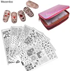 Наборы маникюрных розовых штампов с изображением листьев, цветов, черепов, животных, шаблон штамповочной пластины + 96 слотов, 10 шт.