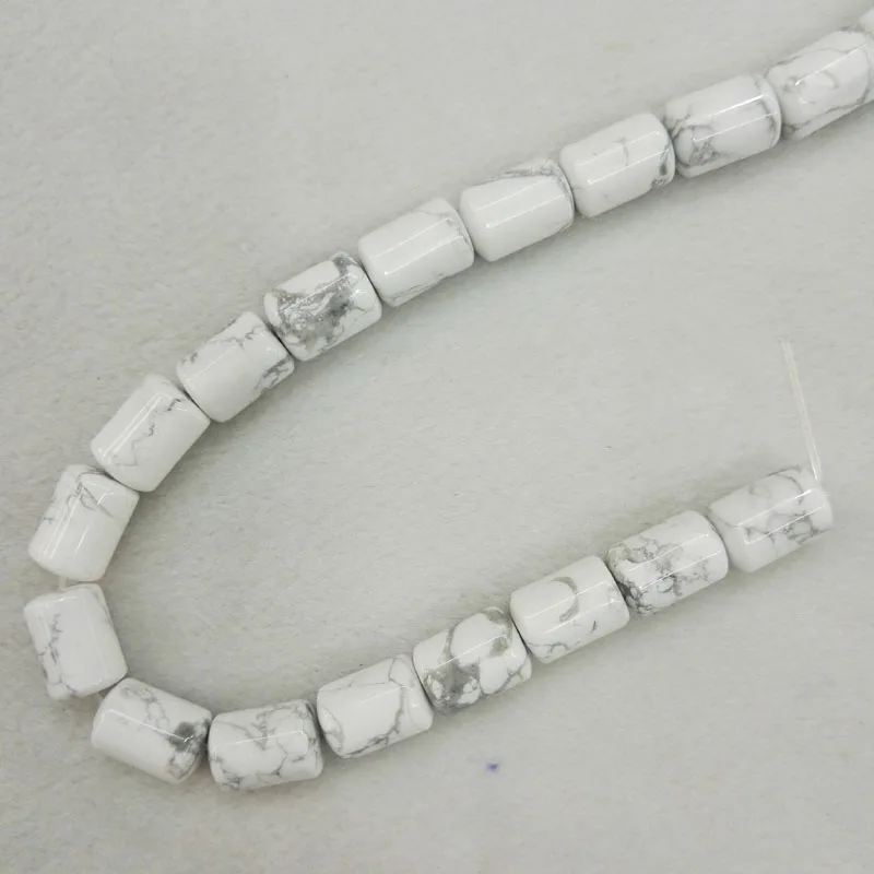 Оптовая продажа натуральный цилиндр howlite бусины из натурального камня Белые