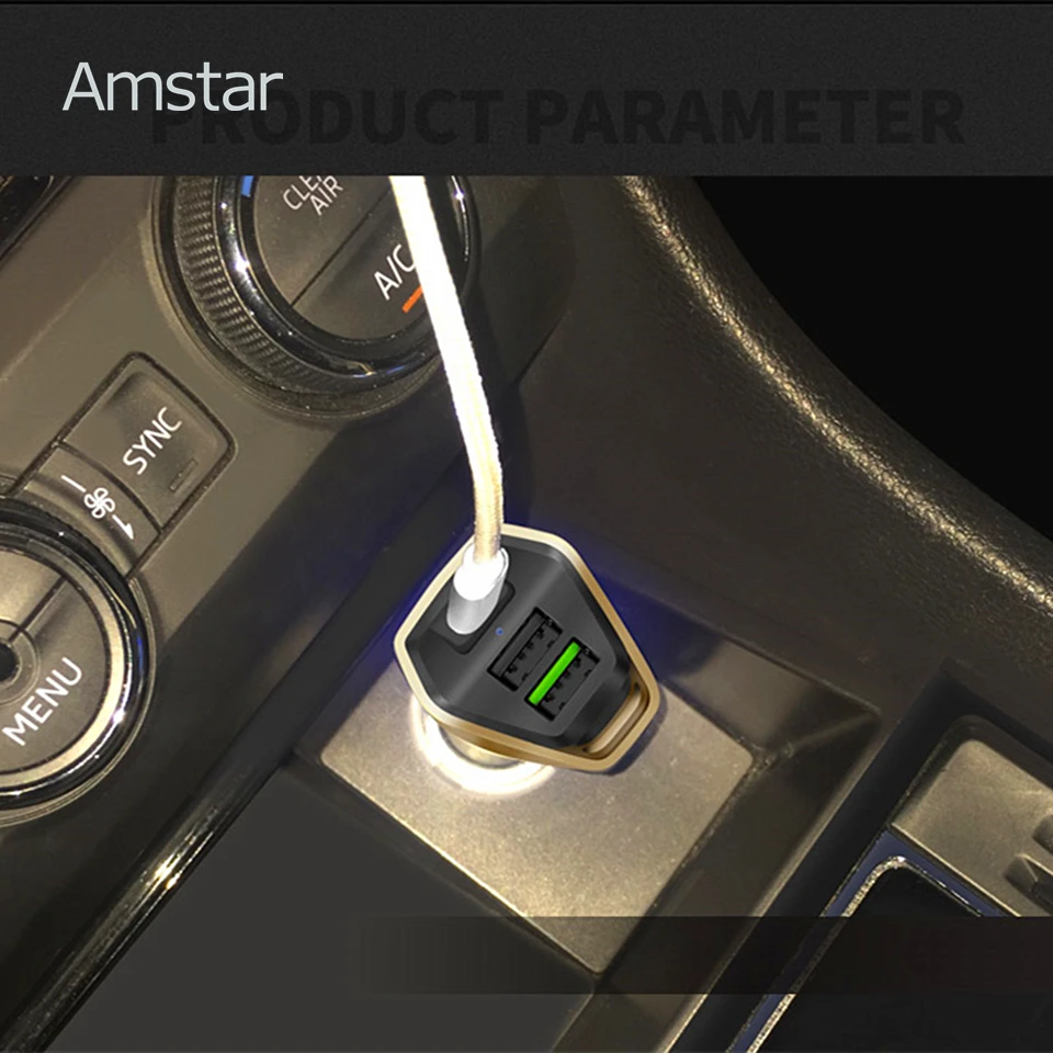 Amstar Quick Charge 3 0 33 W Автомобильное зарядное устройство для iPhone samsung huawei быстрое type C USB