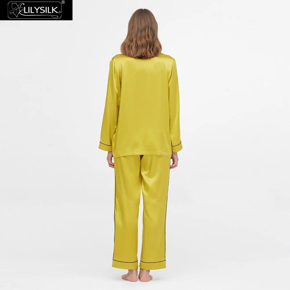 LilySilk 100 шелковые пижамы длинные 22 Momme свободные новые женские бесплатная доставка