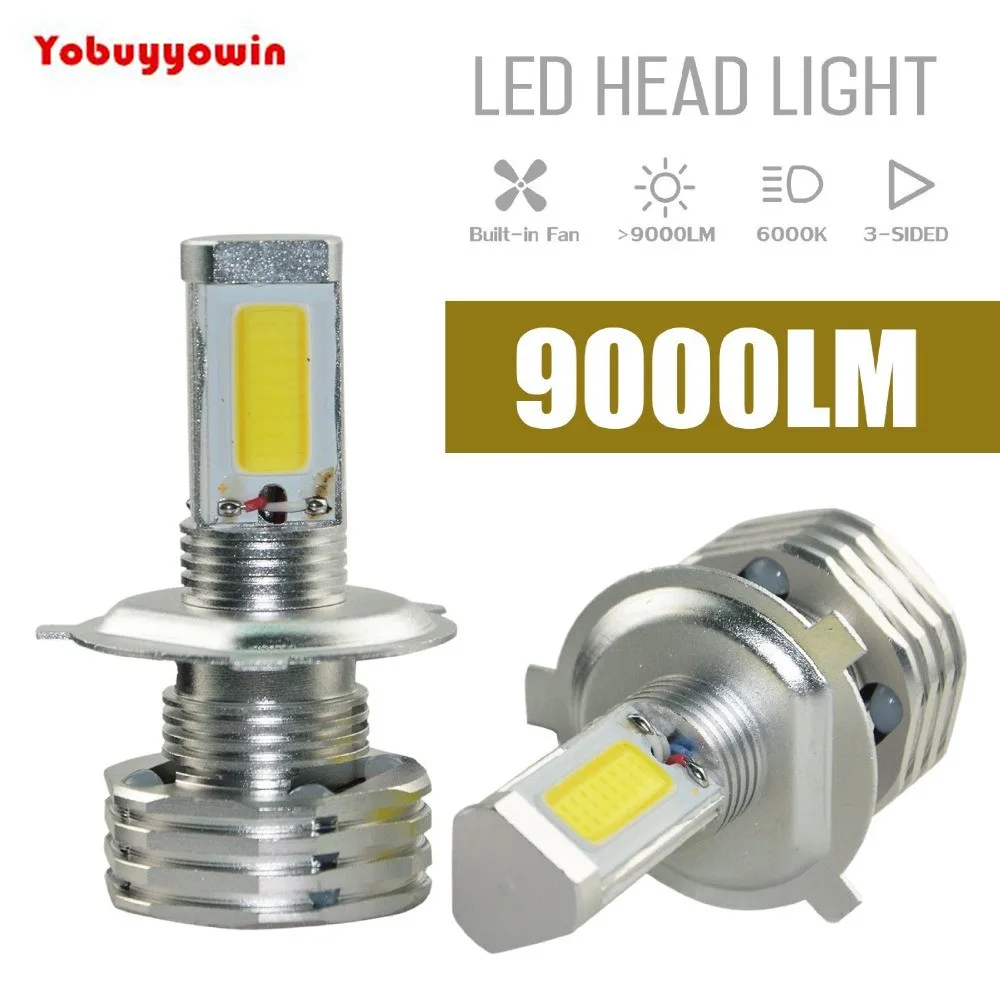 Автомобильный H4/HB2/9003 P43T 90W 9000Lm белый COB светодиодный головной светильник лампы 3