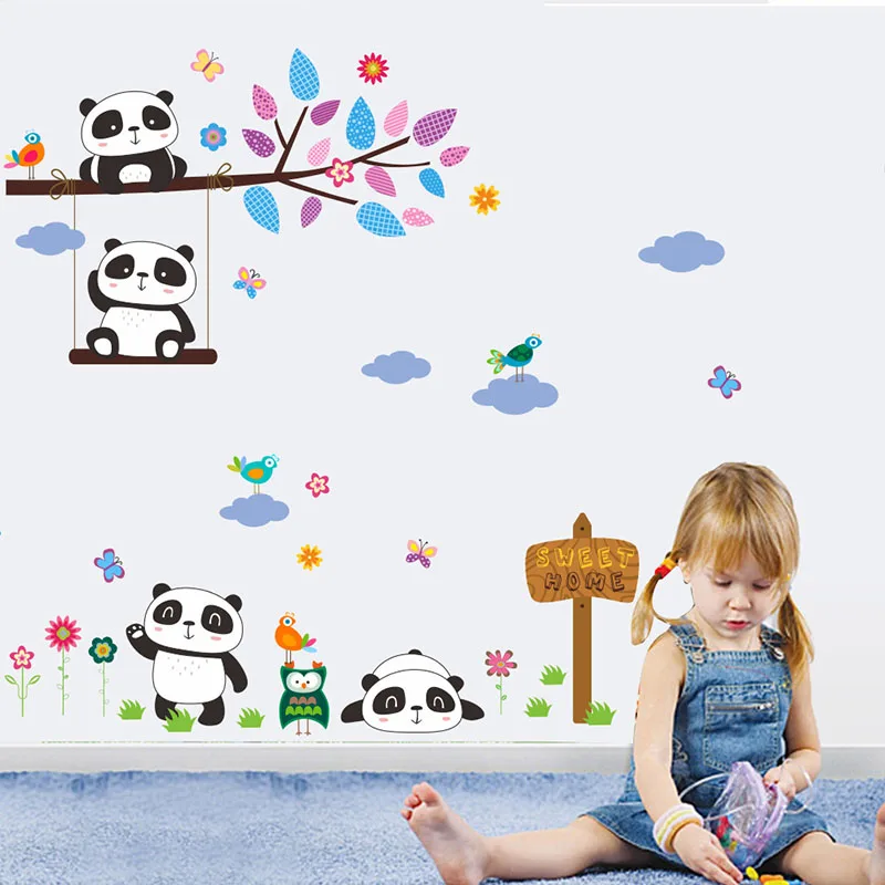 Милые панды настенные наклейки домашний декор гостиная детская комната