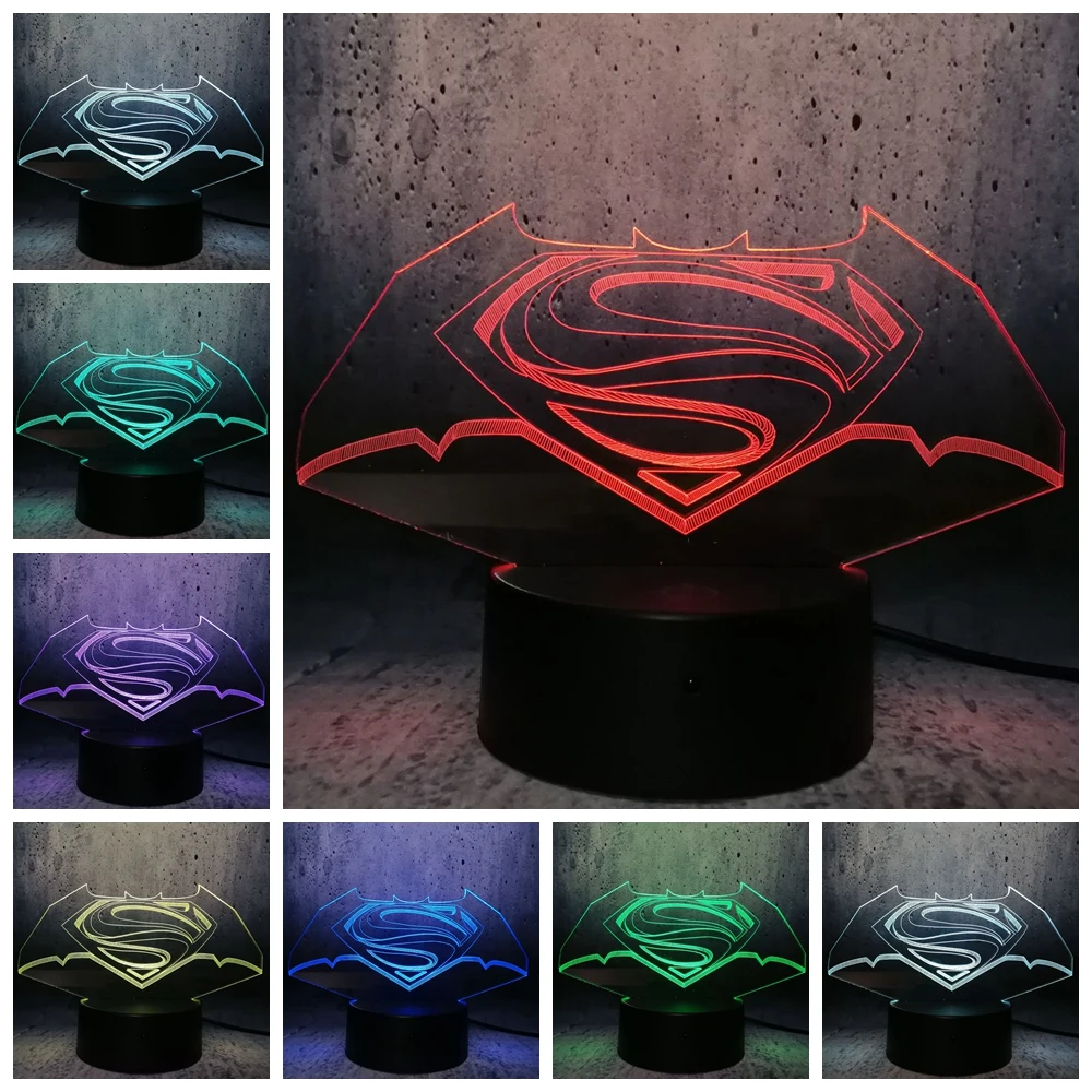 DC Супермен Бэтмен Логотип Символ вспышка чудо женщина Диана 3D LED Лава фильм роль