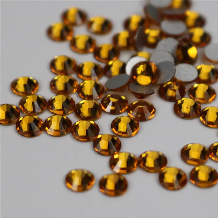 

1440pcs/lot Topaz FlatBack Non HotFix Strass Nail art Rhinestone 3D Glass Round Crystal Stones For DIY Nails Decorations Charms