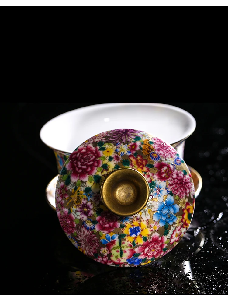 Бутик коллекция Gaiwan чайный набор кунг-фу цветы цвет эмаль керамика ремесла famile Роза фарфор чайная чаша чашка блюдце супница