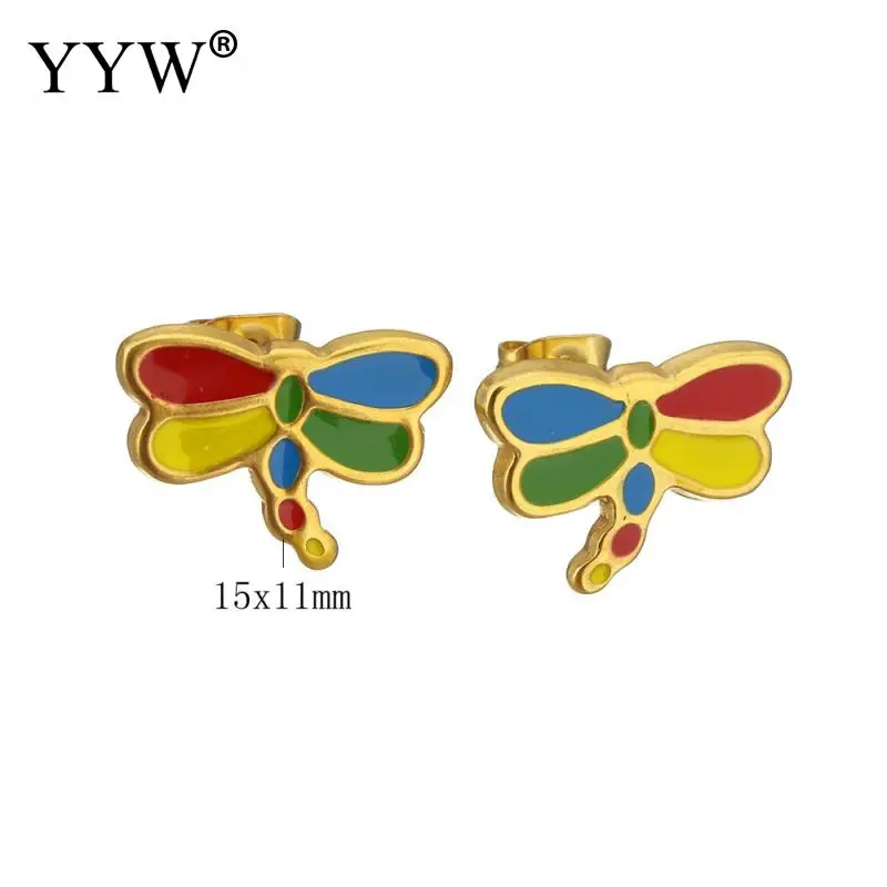 Модные женские комплекты с подвеской в виде стрекозы и сережек животных для