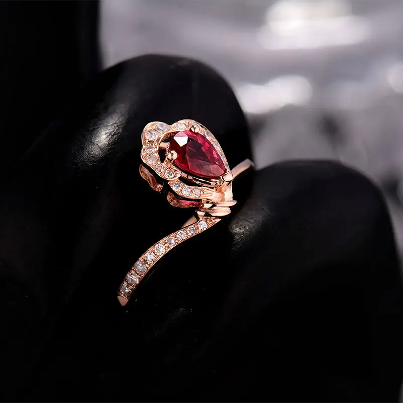 Женское кольцо с натуральным Рубином LOVERJEWELRY обручальное из розового золота 18