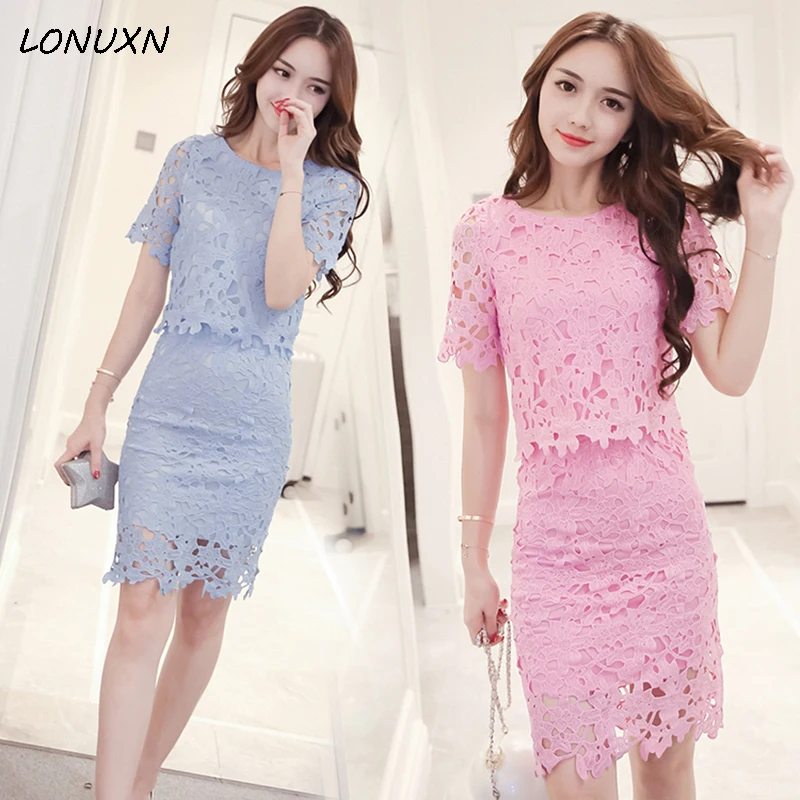 Женский костюм из двух предметов с кружевной юбочкой и топом лето 2017|lace skirt set|skirt