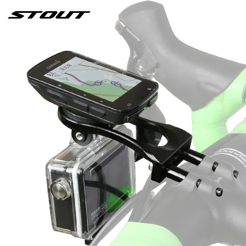 STOUT велосипедный компьютер с ЧПУ держатель крепление для камеры GoPro Дорожный велосипед руль расширение MTB Спидометр Поддержка Garmin Bryton CATEYE