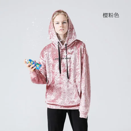 Pink Toyouth розовый бархатная толстовка с капюшоном осень вышивка письмо толстовки Для женщин с длинными рукавами спортивные костюмы с капюшоном Джемпер Пуловер женский - Цвет: Pink