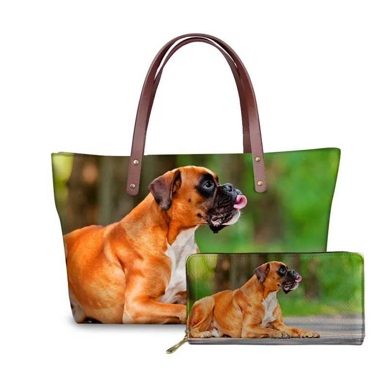 YQ2983ALZ21 FORUDESIGNS/милые боксеры собака 3D печать сумки на плечо для женщин Дорожные сумки женские топ-ручка сумка и кошелек женский мешок основной - Цвет: YQ2983ALZ21
