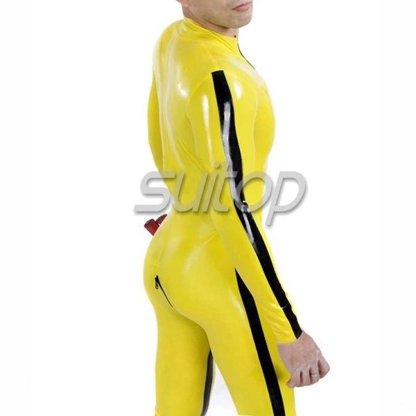 Резиновый костюм костюма zentai желтый латексный костюм-кошка с линией тела |