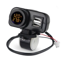 waterproof 5v 4 2a motorcycle dual usb charger for phones gps 12v 24v voltage temperature display voltmeter with onoff switch