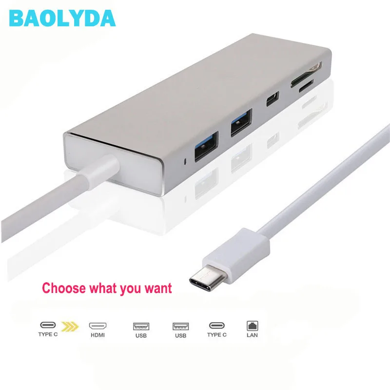 Usb хаб Baolyda C HDMI RJ45 Thunderbolt 3 адаптер для MacBook samsung Galaxy S9 huawei mate 20 P20 Pro type USB 0