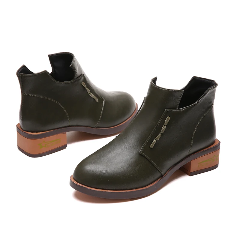 Женские ботинки женские ботильоны с круглым носком на 4 см осенние молнии Botas Femme