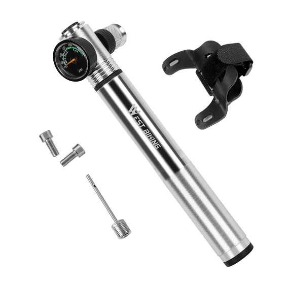 Silver Without Hose WEST BIKING велосипедный ударный насос 300 фунтов/кв. дюйм воздушный насос для вилки и задней подвески велосипедный насос шланг с манометром велосипедный насос для горной дороги - Цвет: Silver Without Hose