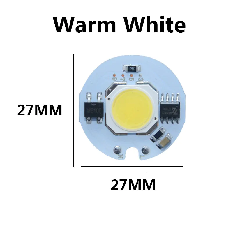 Warm White 27MM 5 шт. в партии 3 Вт 5 Вт 7 Вт 9 Вт AC185-AC220V светодиодный COB Чип-светильник без необходимости драйвера умная лампочка с ИС-лампой для DIY светодиодный прожектор светильник Точечный светильник - Испускаемый цвет: Warm White 27MM