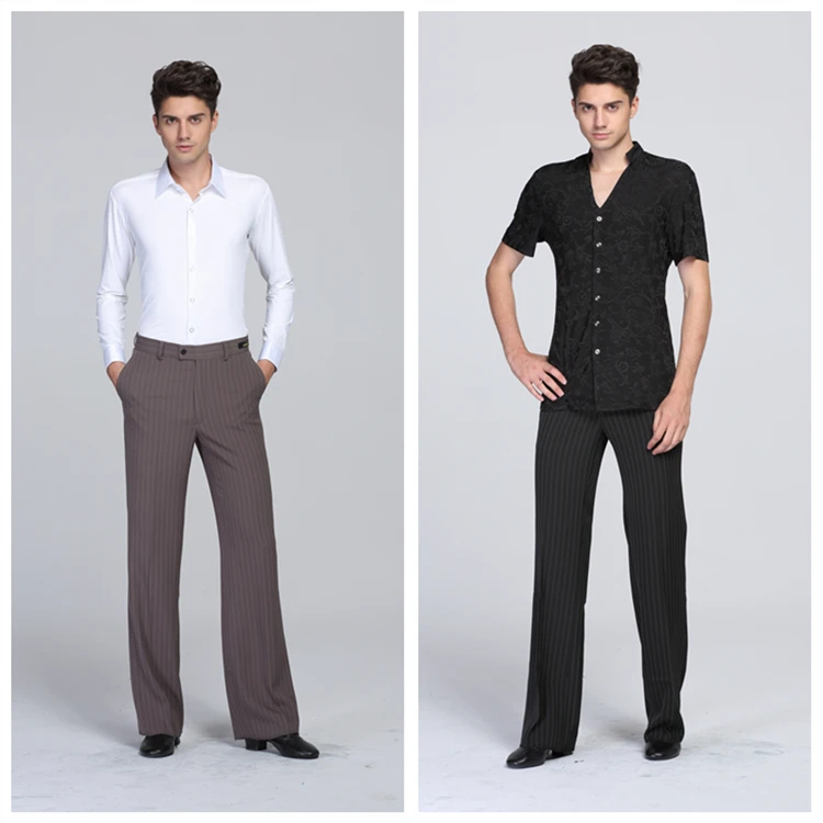 Новинка 2019 Мужские штаны для латинских танцев льняные брюки в полоску взрослых 2
