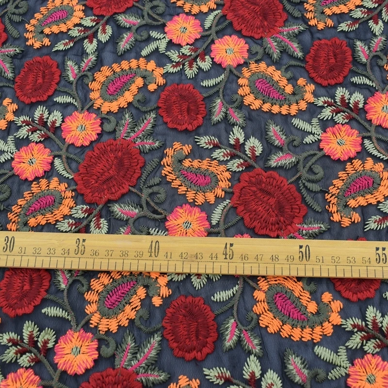Модный народный стиль компьютер вышитые кружева ткань для платья Tecidos Para Roupa Tissu au