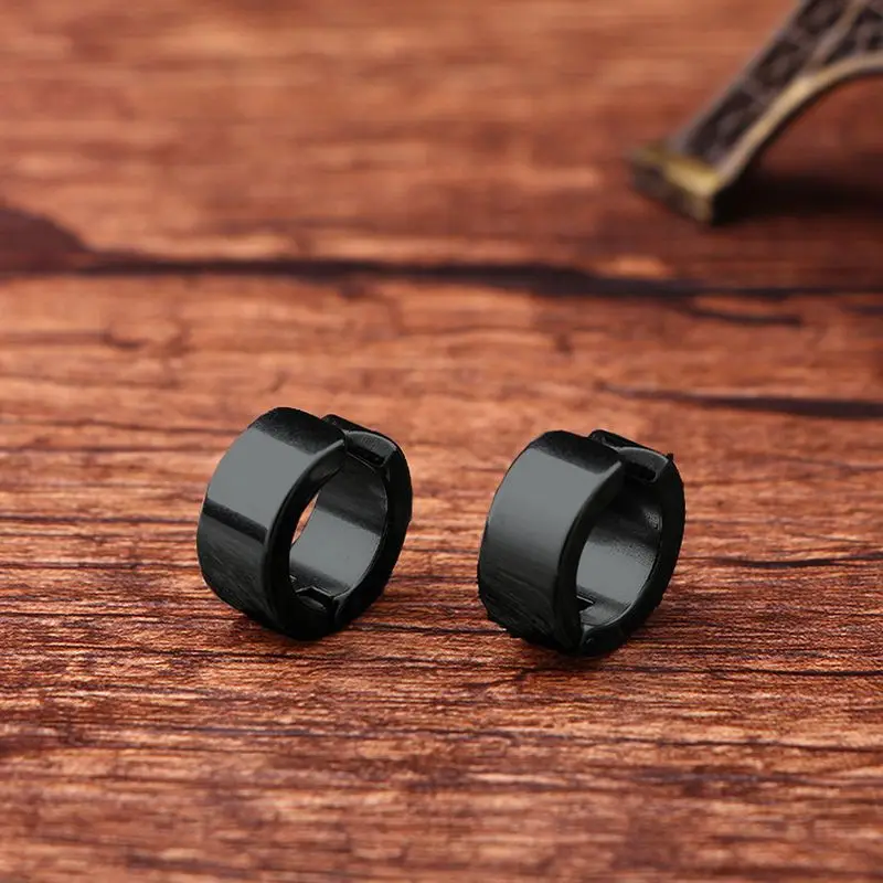 1 Pairs Geometric Punk Rock Black Titanium Sterling Steeling Ear Cuff Rings Clip On Earrings Minimalist Fashion Jewelry 2018