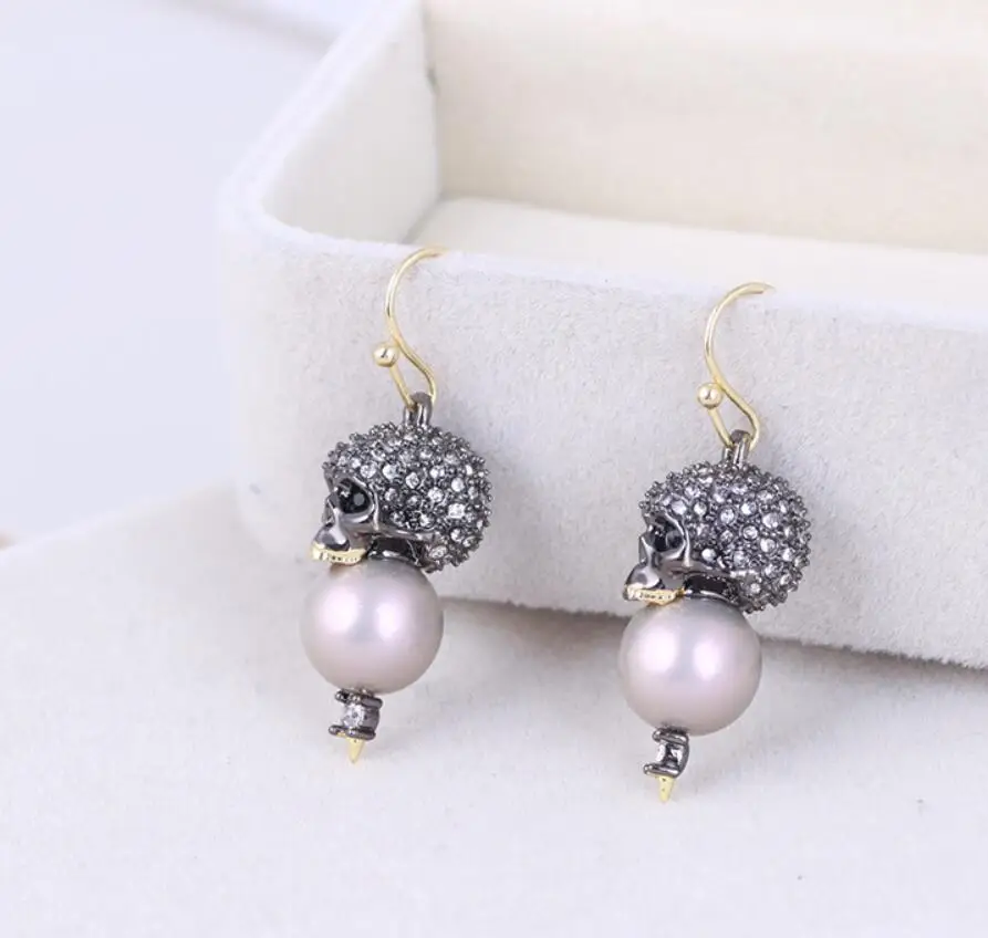 CSxjd новые индивидуальные черные серьги с черепом и жемчугом Ювелирные изделия