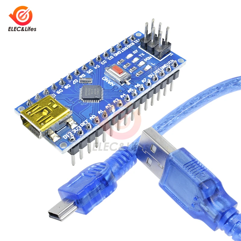 

Nano V3.0 3.0 Mini USB Driver ATmega328 ATmega328P 5V Microcontroller Board CH340 For Arduino Replace FT232RL with Usb Cable