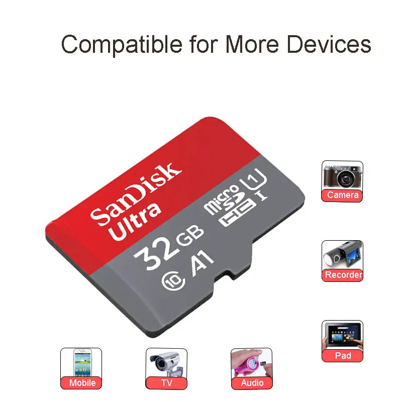 Original Sandisk carte micro sd 32gb 64gb 128gb class 10 TF card 80Mb/s microSDHC/SDXC DJ memory forhuawei honor &amp table PC | Компьютеры