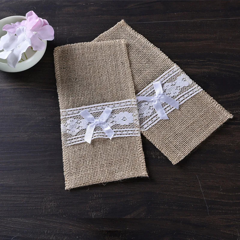 Винтажный держатель для столовых приборов из джутового кружева карманная