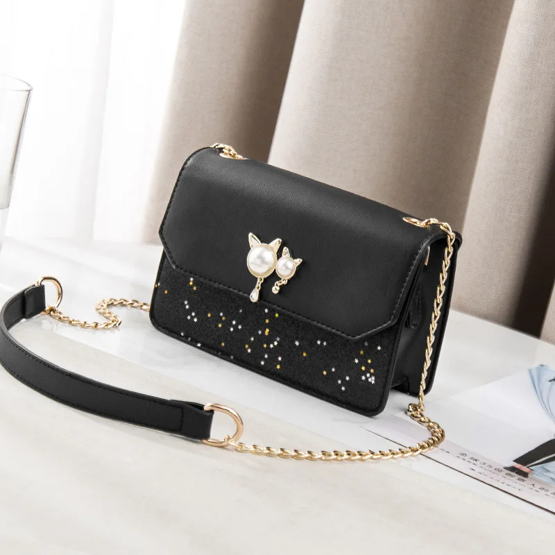 2018 New Arrival Autumn Small Flap Crossbody Bag PU Leather Pearl Panelled Women Shoulder Chain Patchwork Messenger | Багаж и сумки