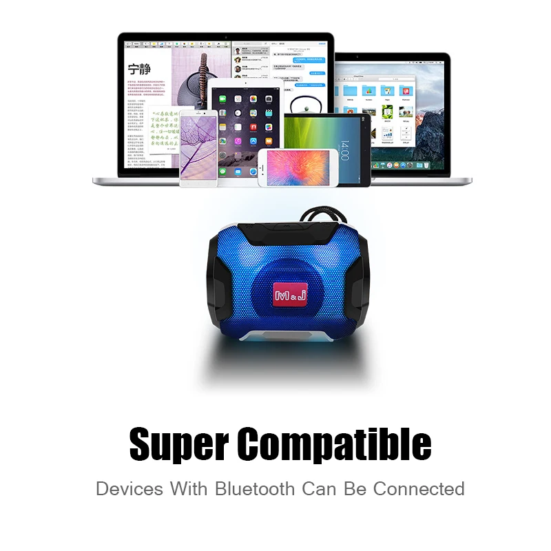 M & J портативные мини bluetooth-колонки беспроводные свободные руки светодиодный